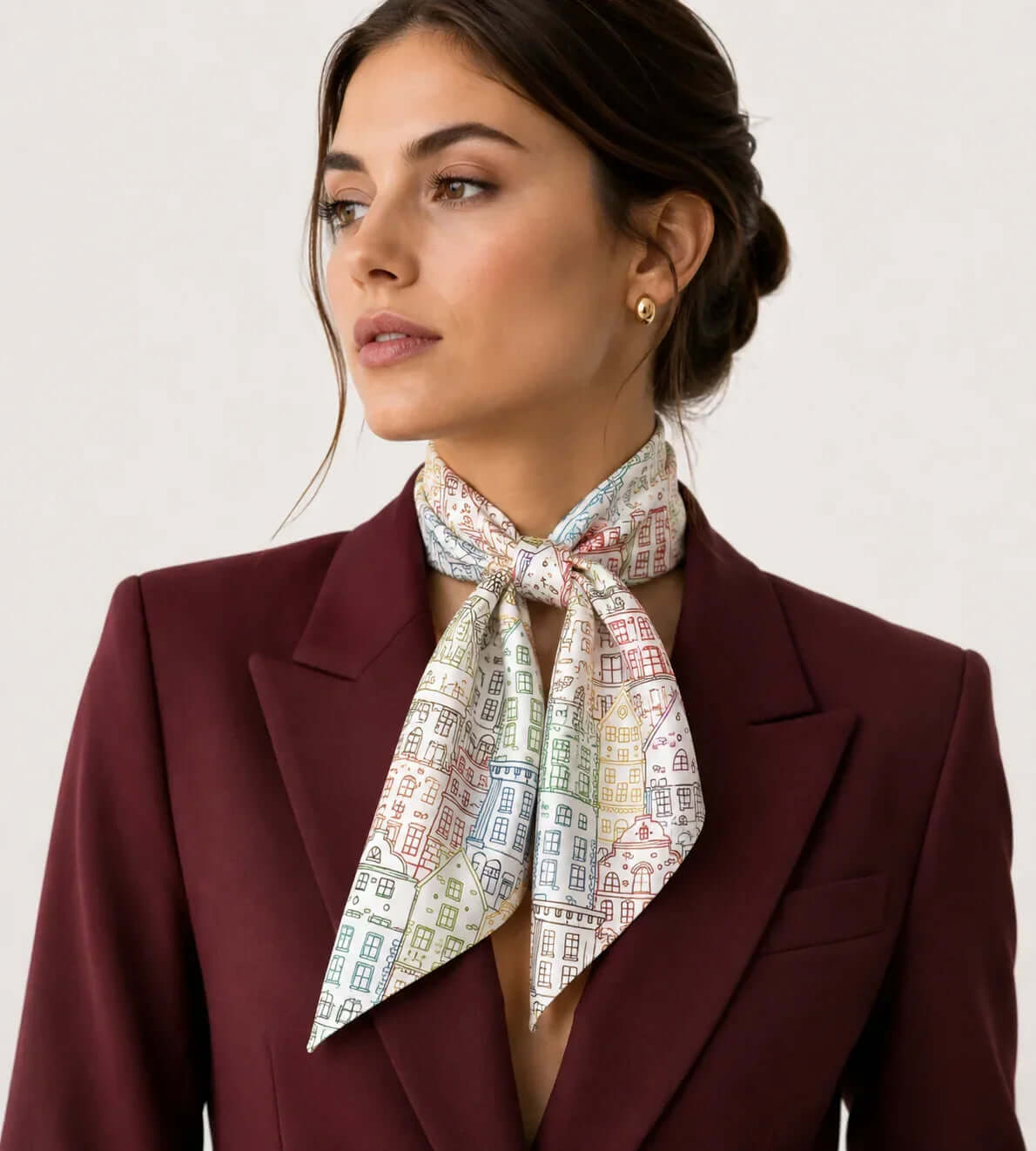 European cityscape silk scarf detailed city illustration
