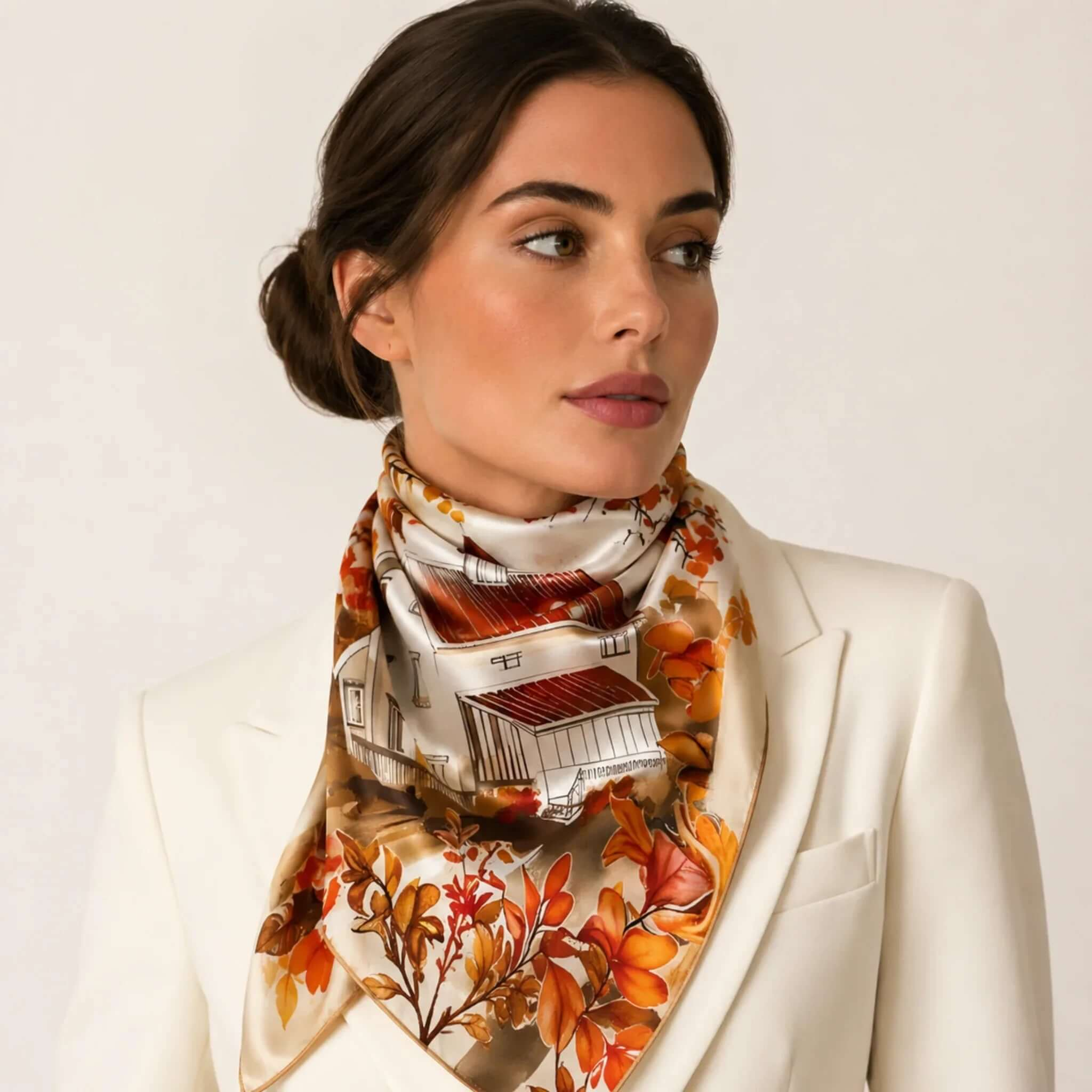 autumn farmhouse silk scarf