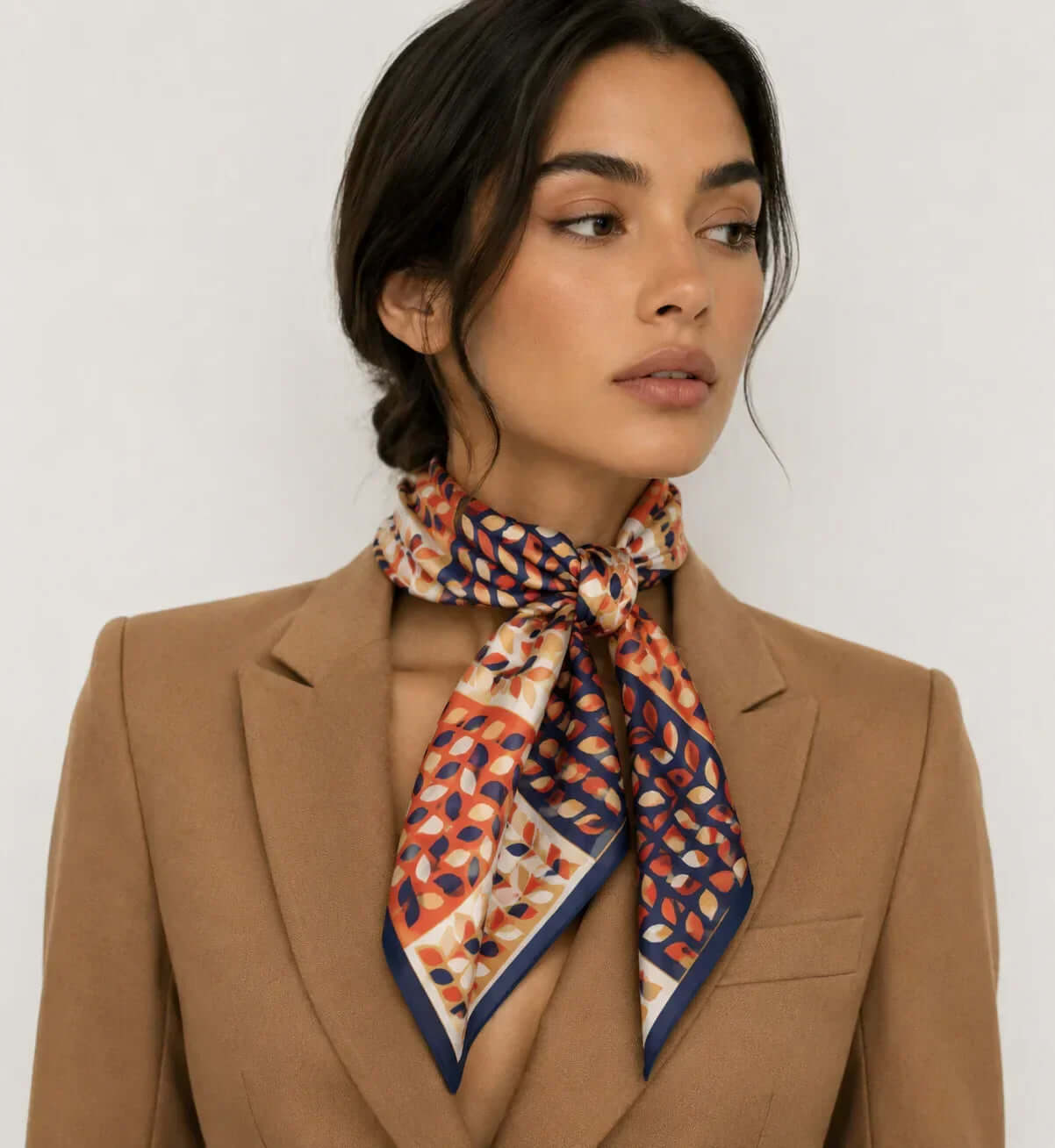 Nordic geometric silk scarf luxury accessory