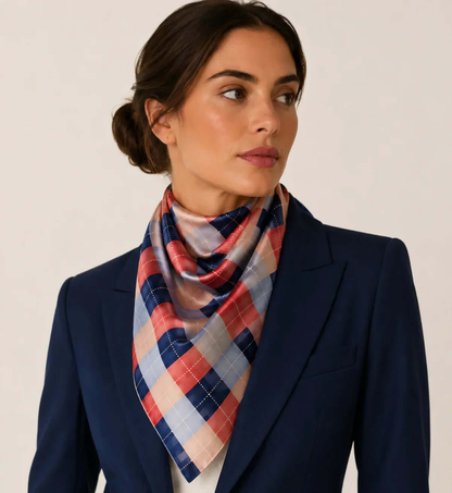 Argyle pattern silk scarf premium silk fabric