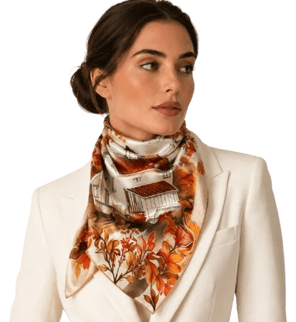 autumn farmhouse silk scarf