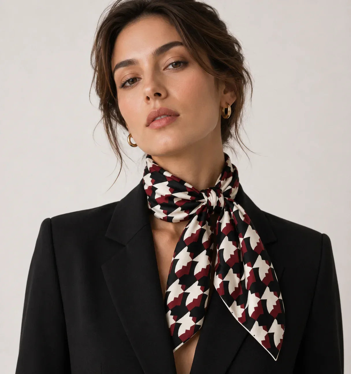The Houndstooth – Burgundy, Black & White | The Silk Box