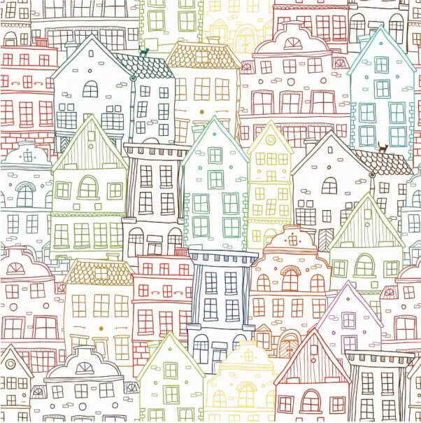 European cityscape silk scarf premium silk fabric